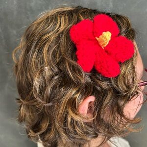 Hadmade Crochet Maga Flower Puerto Rico Hibiscus Hair Clip